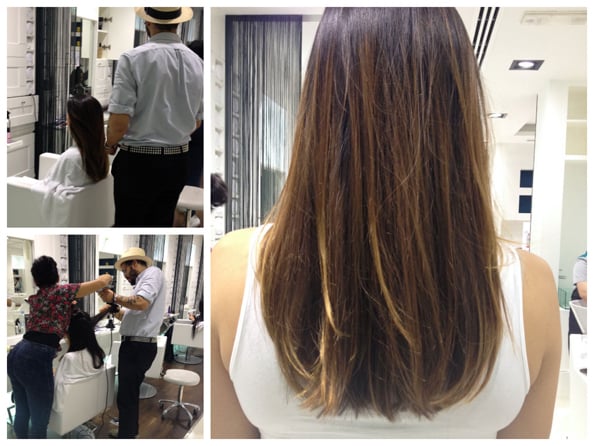 Left to right: Ben working his magic and the final look – healthier looking hair!