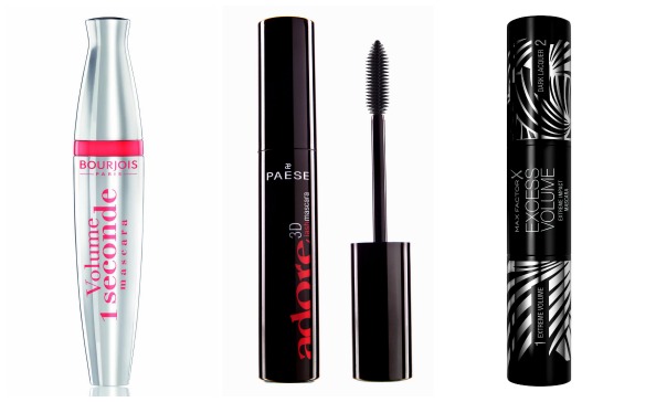 From left to right: 1 Second Mascara Dhs70 Bourjois; Adore-3D Lash Mascara Dhs95 Paese; Excess Volume Extreme Impact Mascara Dhs77 Max Factor 