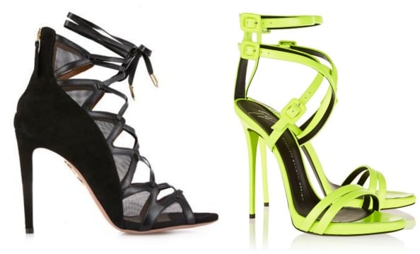 Left to right: Shoes Dhs2,439 Aquazzura;  Shoes Dhs3,581 Giuseppe Zanotti
