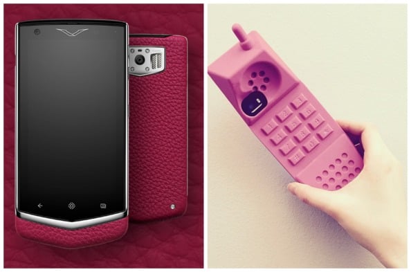 Left to right: Constellation phone Dhs24,000 Vertu; iPhone case Dhs259 Moschino at brownsfashion.com