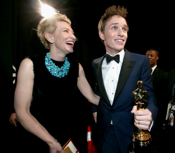 Eddie Remayne is shocked to win the Best Actor Oscar, which was presented to him by Cate Blanchett