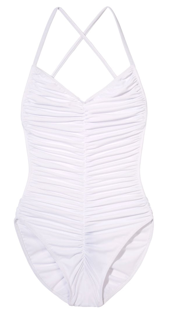 Norma Kamali white one-piece swimsuit