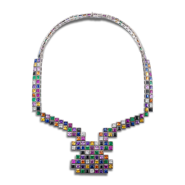 Diamond, emerald, amethyst, ruby and sapphire Random necklace POA Solange Azagury-Partridge