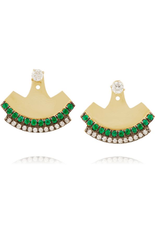 18-carat gold, diamond and emerald earrings Dhs20,394 Jemma Wynne available at net-a-porter.com