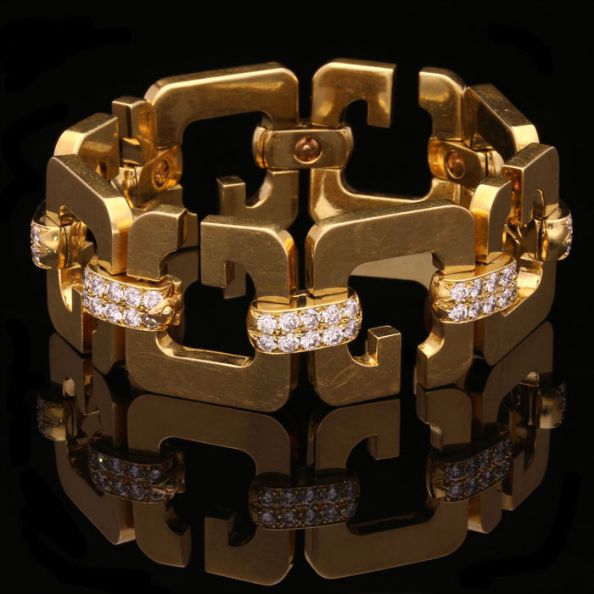 1970s G design diamond and gold bracelet POA Gérard available at hancocks-london.com
