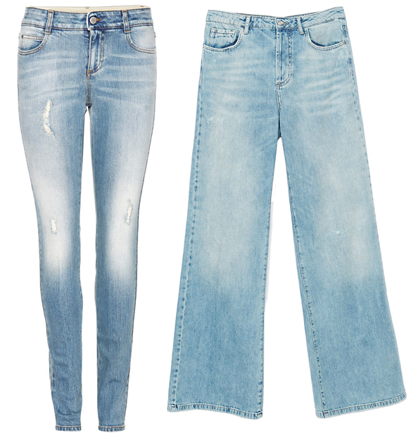 (L-R)   Skinny Jeans from Stella McCartney, Dhs1475, mytheresa.com. Wide leg jeans from Zara, Dhs95, zara.com