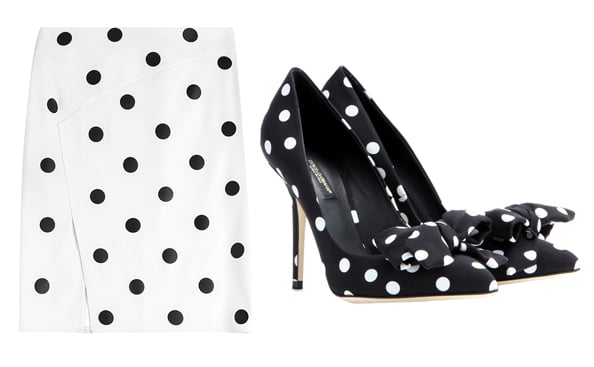 (L-R) Tasha Woll Skirt with Polka Dots from Ralph lauren Collection, Dhs3052, stylebop.com and Belluci polka-dot pumps from Dolce & Gabbana, Dhs1730, mytheresa.com