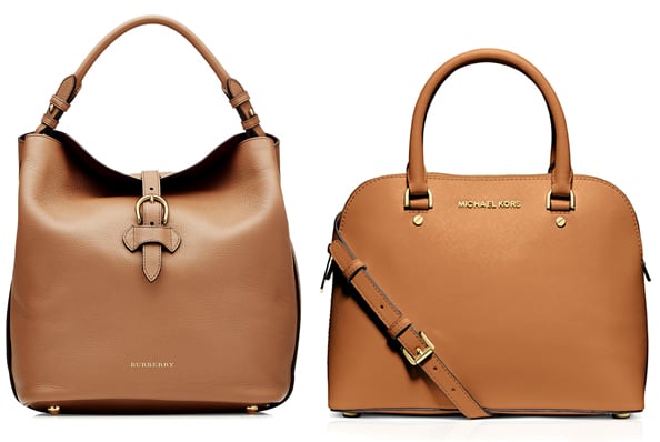 Leather tote from Burberry, Dhs5258, stylebop.com. Medium Cindy Saffiano Dome from Michael Kors, Dhs1091.21, 1bloomingdales.com