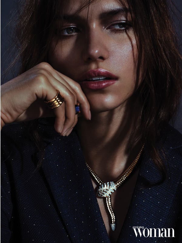 Bzero1 ring in pink gold with four rows Dhs7,400 Bzero 1 ring in pink gold with blue marble Dhs5,400 Serpenti Tubogas necklace set in pink gold with 134 pavé diamonds DHS217,000 All Bulgari Blazer Dhs2,622 3.1 Philip Lim at net-a-porter.com