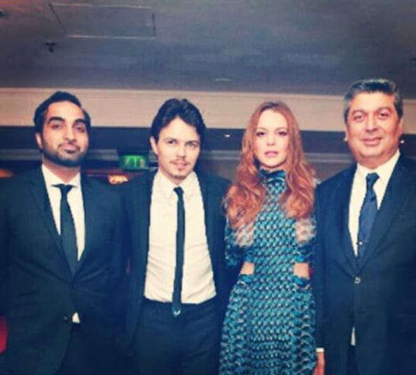 Lindsay Lohan with her beau Egor Tarabasov (middle left)