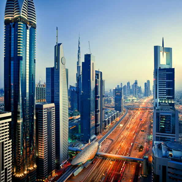 dubai road, Dubai Skyline
