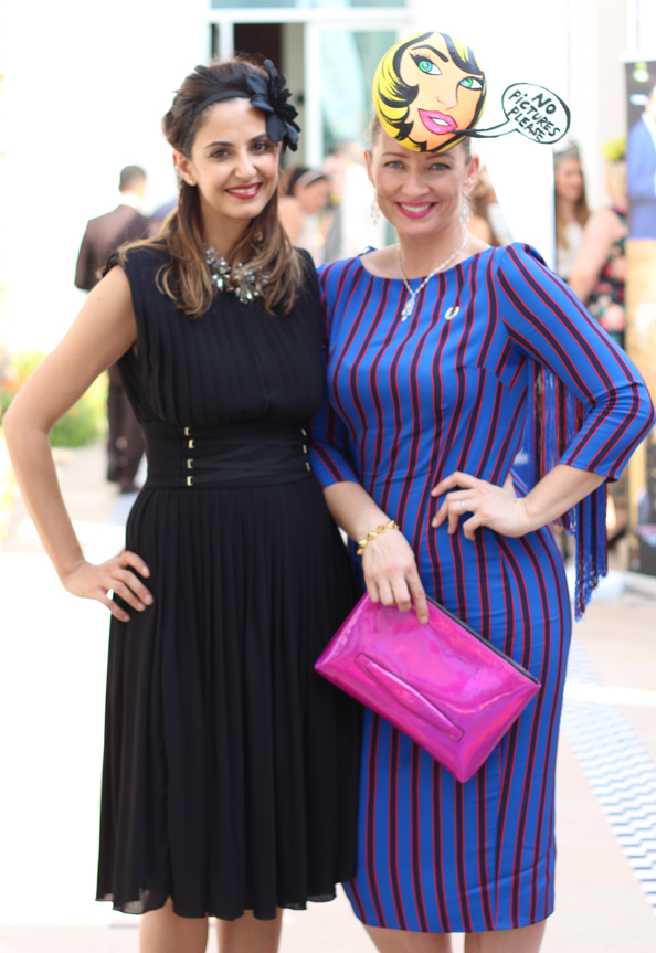 Desley Humphries (MC on the day) and Sue Sindian wearing Elisabetta Franchi dresses