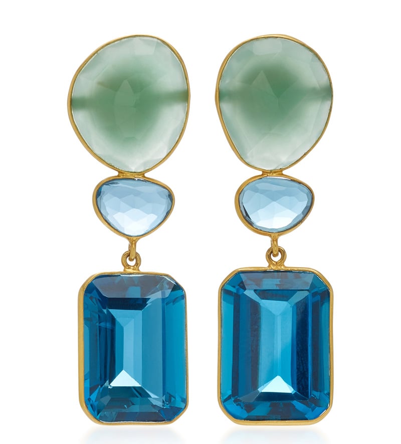 Bahina 18K Gold, Agate And Blue Topaz Earrings