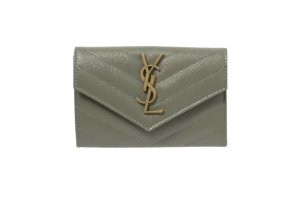 SAINT LAURENT Monogramme Envelope Quilted Textured-Leather Wallet Dhs1,600 Saint Laurent