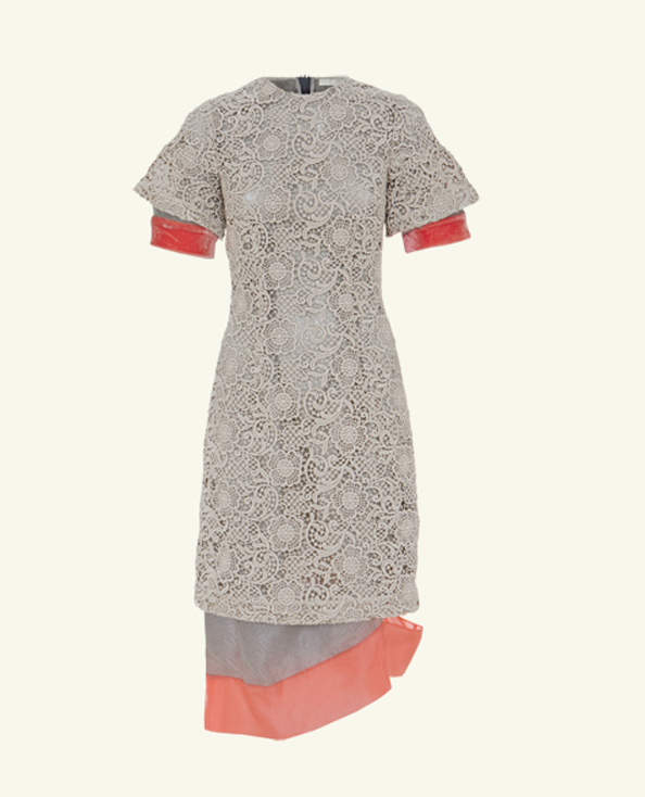 MICHAEL VAN DER HAM  Grey Lace-Organza Layered Dress  $ 1,835.00
