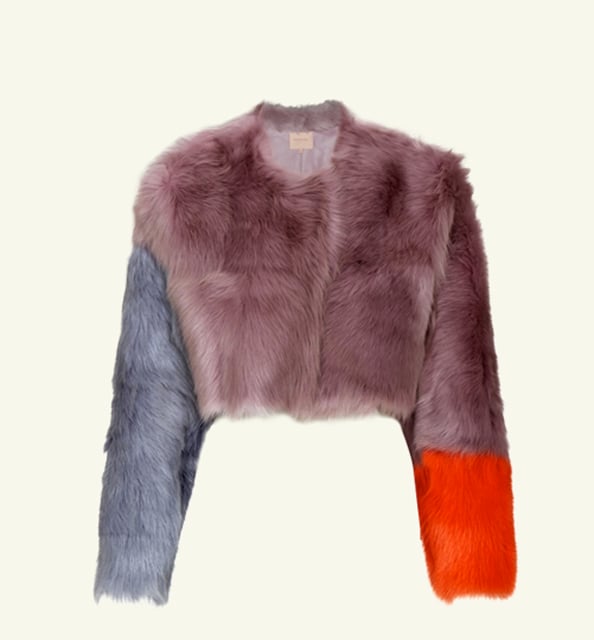 ROKSANDA ILINCIC  Pink Multi-Panel Fur Jacket EXCLUSIVE  US$2,595
