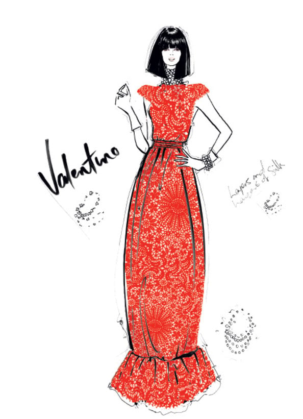 valentino, megan hess, The dress
