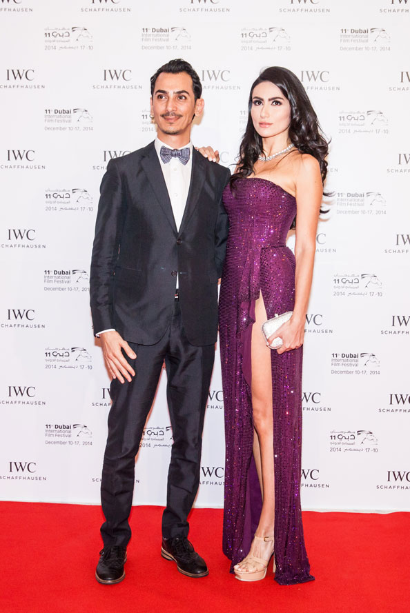 Designer Rami Al Ali and Diala Makki, who is wearing one of his couture dresses
