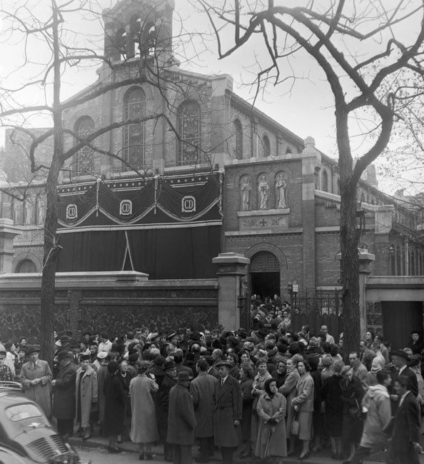 Crowds gathered at Saint Honore D'Eylau'S Church in Paris for the funeral of Christian Dior