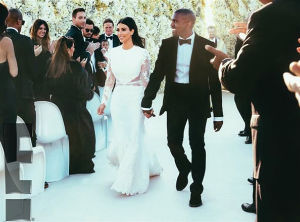 Kim Kardashian on her wedding day with husband Kanye West