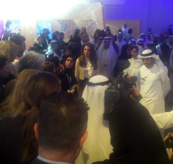 Queen Rania at the Global Women's Forum Dubai With Sheikh Hamdan 