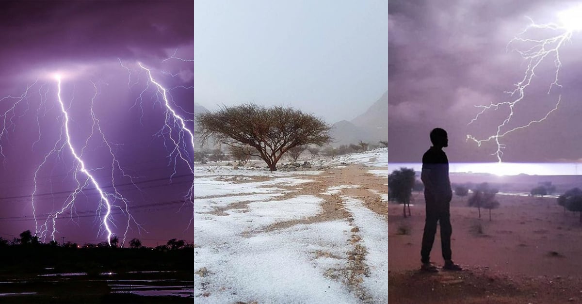 Purple skies and hail: The weekend's wild weather in the UAE in pictures