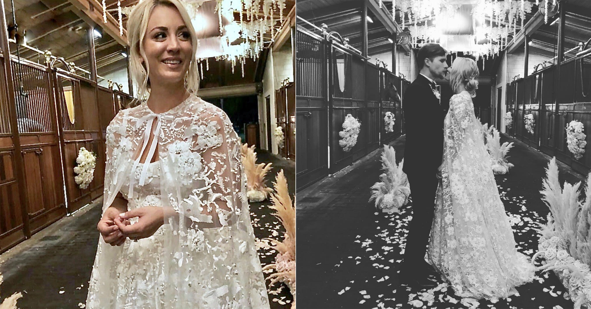 Big Bang Theory star Kaley Cuoco wore Reem Acra on her wedding day