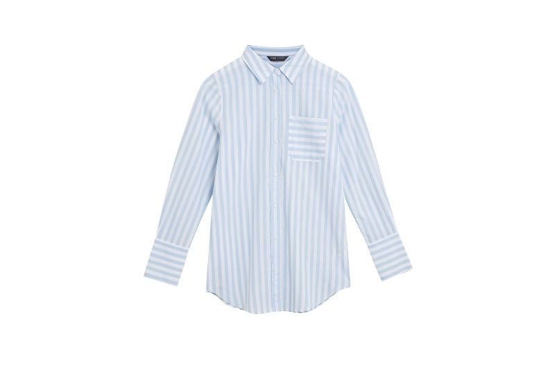 Pure Cotton Striped Longline Shirt 