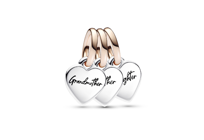 Pandora Two-tone Splittable Family Generation of Hearts Triple Dangle Charm