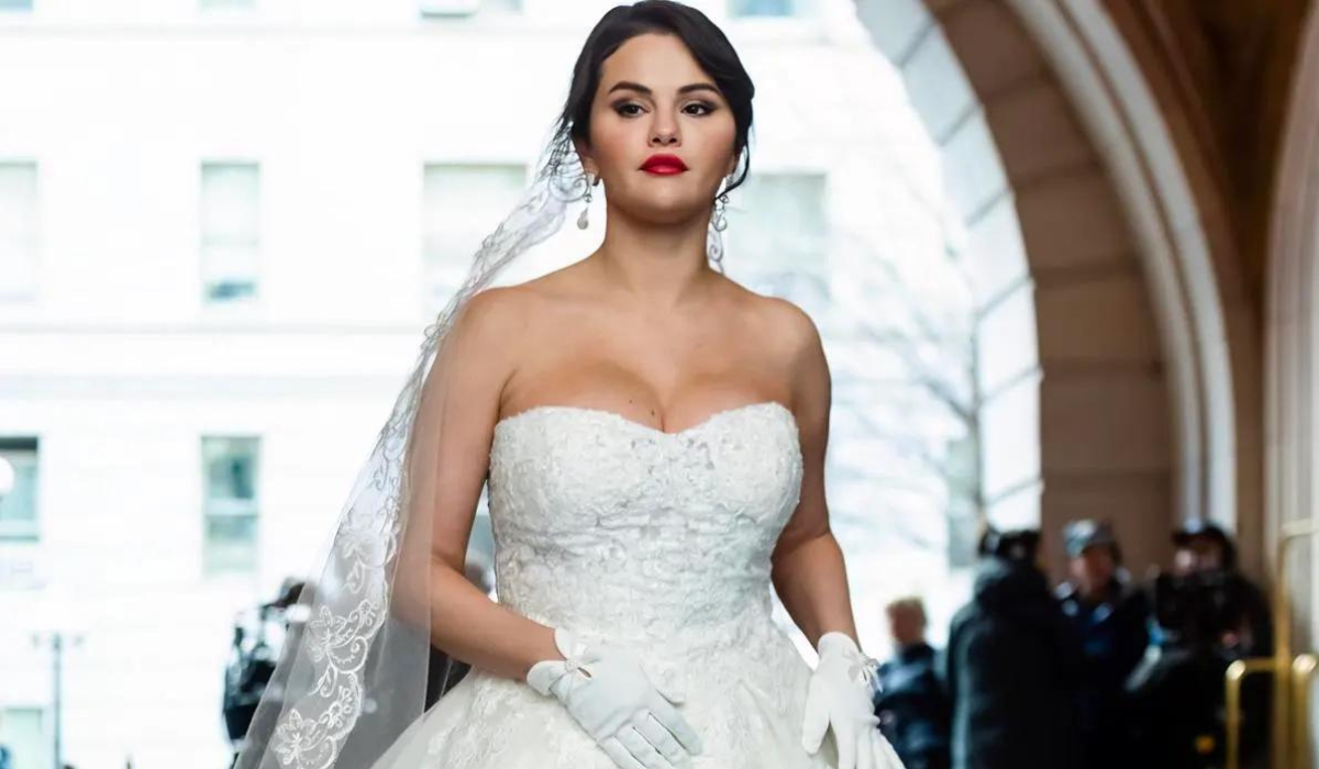 Selena Gomez styles wedding gown with a unique pair of shoes Emirates