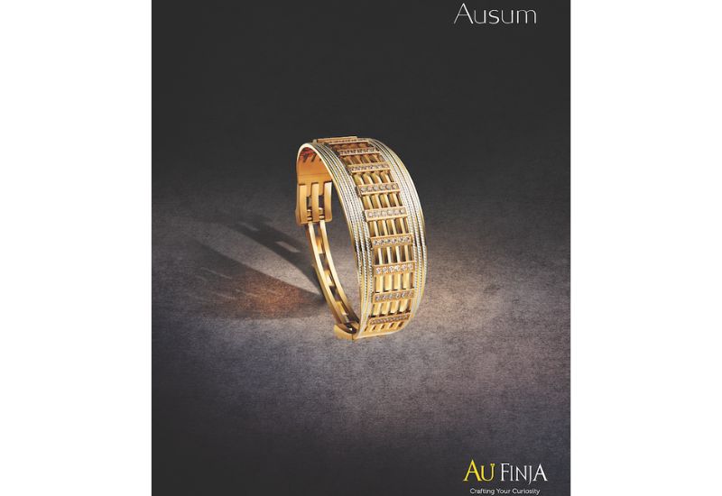 Rhodium Machine Bangles Set 22K - AjBa58129 - 22k gold bangles set (set of  13), beautifully designed with two tone rhodium based finish with machi