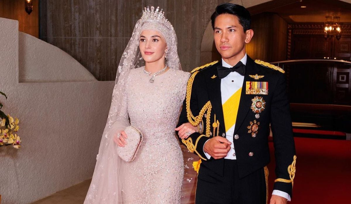 Princess Anisha Rosnah wore an Arab designer for the wedding