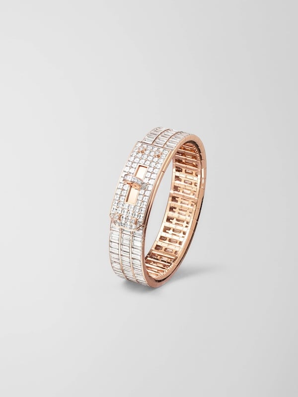 Hermès Kelly Baguettes MM Bracelet in rose gold and diamonds © Maud Remy-Lonvis