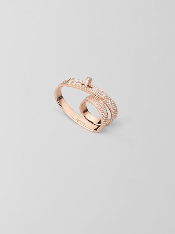 Hermès Kelly Gavroche Double Ring in rose gold and diamonds © Maud Remy-Lonvis